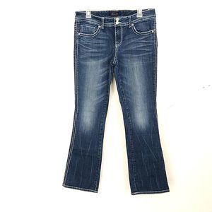 Seven7 Womens sz 8 Jeans Bootcut‎ Med Wash Faded Denim Button Flap Pockets